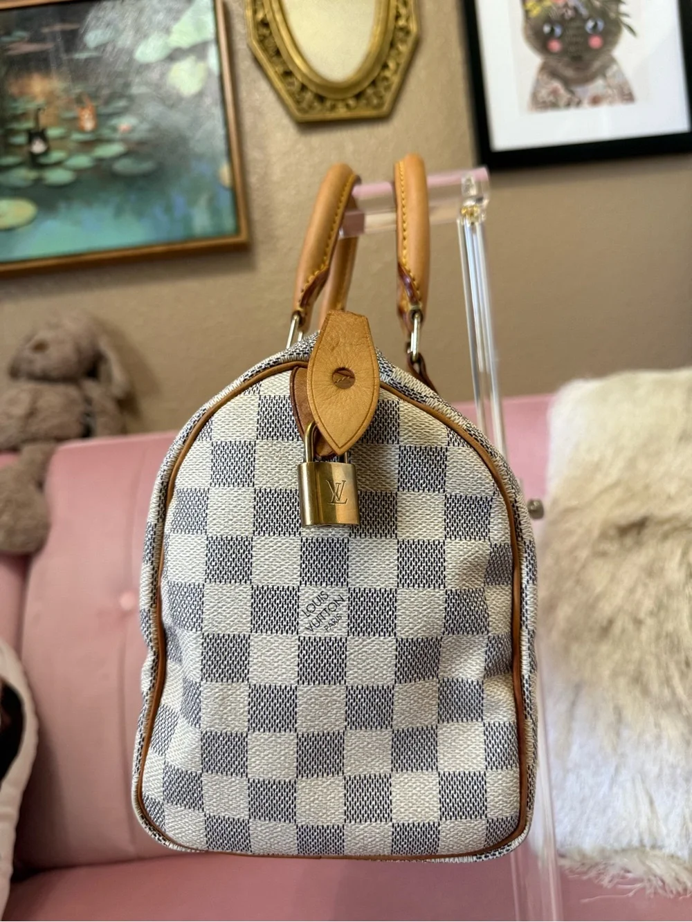💯Authentic! Louis Vuitton LV Damier Azur Speedy 25.